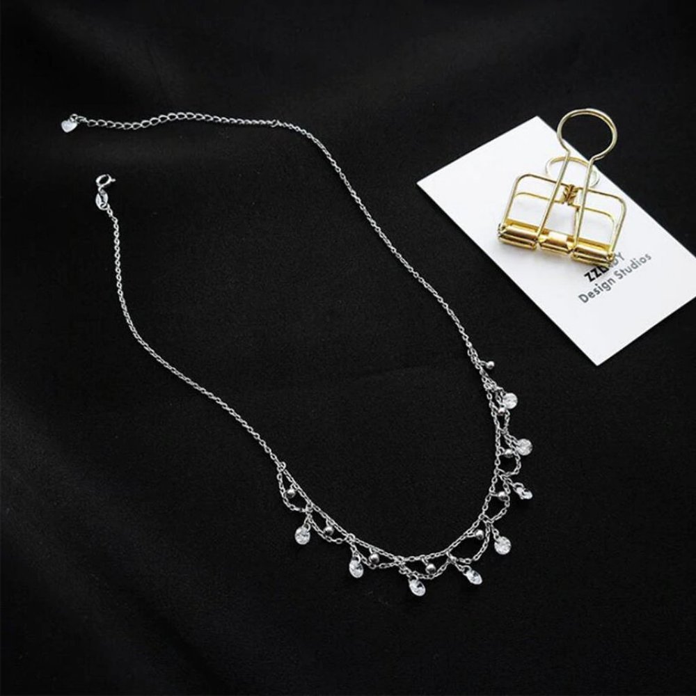 NEW Silver Waterdrop Zircon Choker Necklace - Picture 7 of 7
